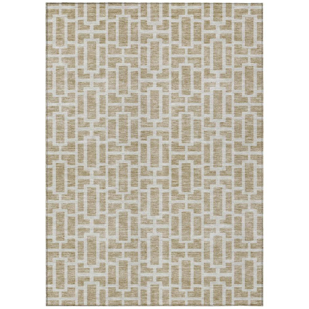 Beige Geometric Flat Woven Indoor Outdoor Rug 2'6" x 3'10"