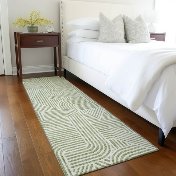 Addison Rugs Chantille Indoor/Outdoor Transitional Lines Aloe Washable Runner Rug, 2'3" x 7'6"