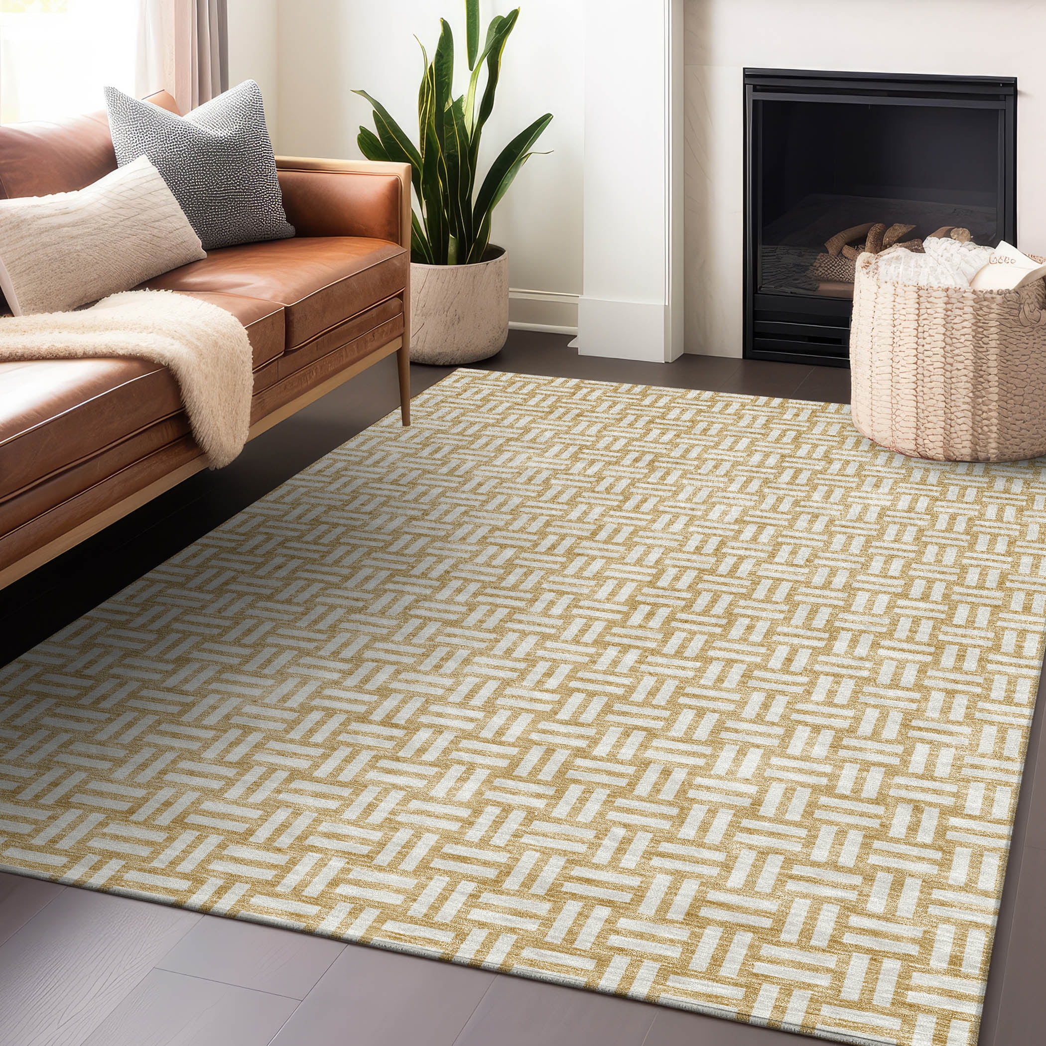 Addison Rugs Chantille Indoor/Outdoor Transitional Squares Gold ...