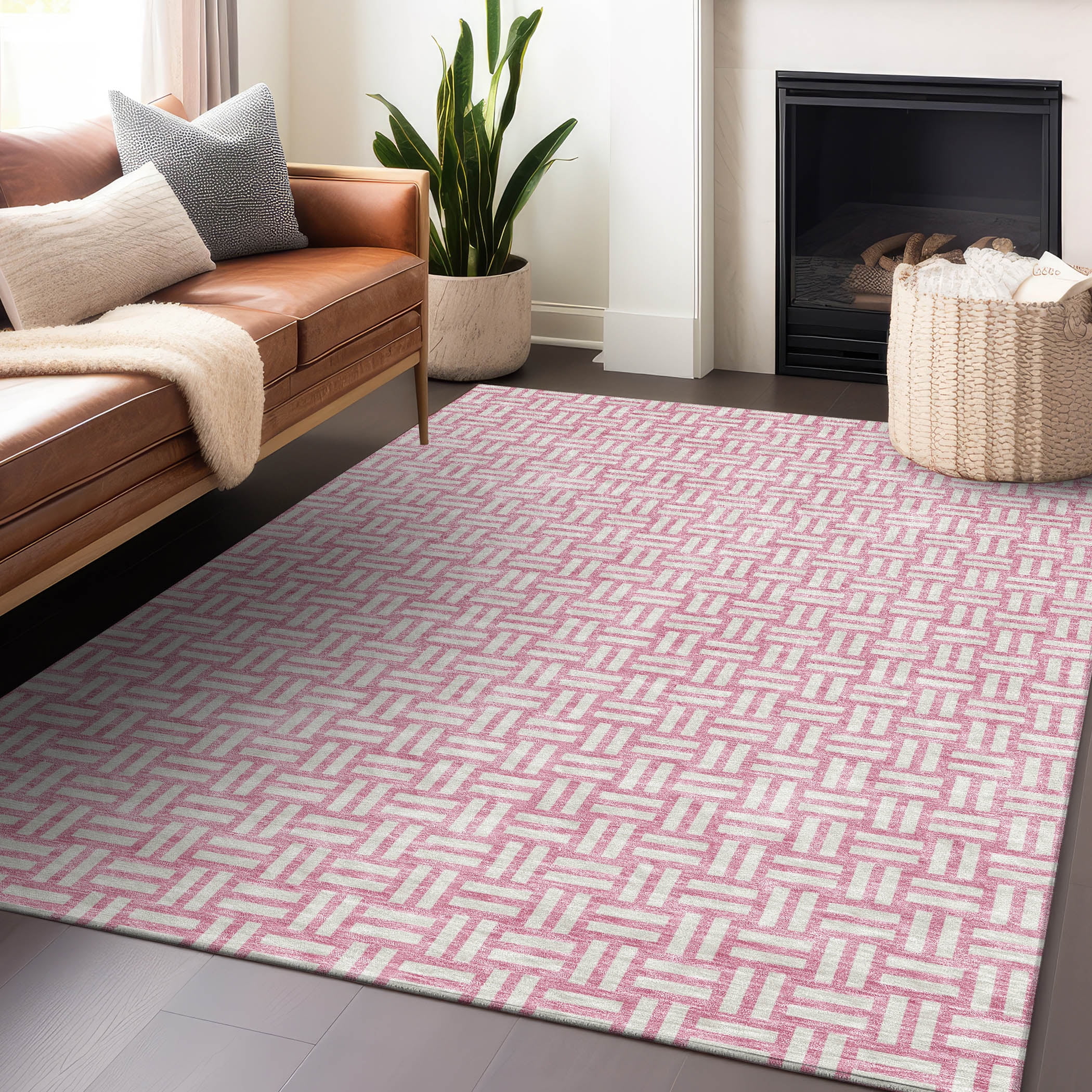 Addison Rugs Chantille Indoor/Outdoor Transitional Squares Pink ...