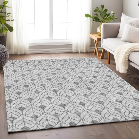 Addison Rugs Chantille Indoor/Outdoor Transitional Geometric Silver Washable Rectangle Rug, 3' x 5'