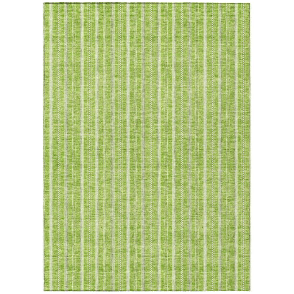 Lime Green Stripe Synthetic Indoor/Outdoor Washable Rug 3' x 5'