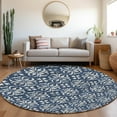 thumbnail image 1 of Addison Rugs Chantille Indoor/Outdoor Transitional Floral Navy Washable Round Rug, 8' x 8', 1 of 6