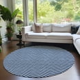 thumbnail image 1 of Addison Rugs Chantille Indoor/Outdoor Transitional Chevron Blue Washable Round Rug, 8' x 8', 1 of 6