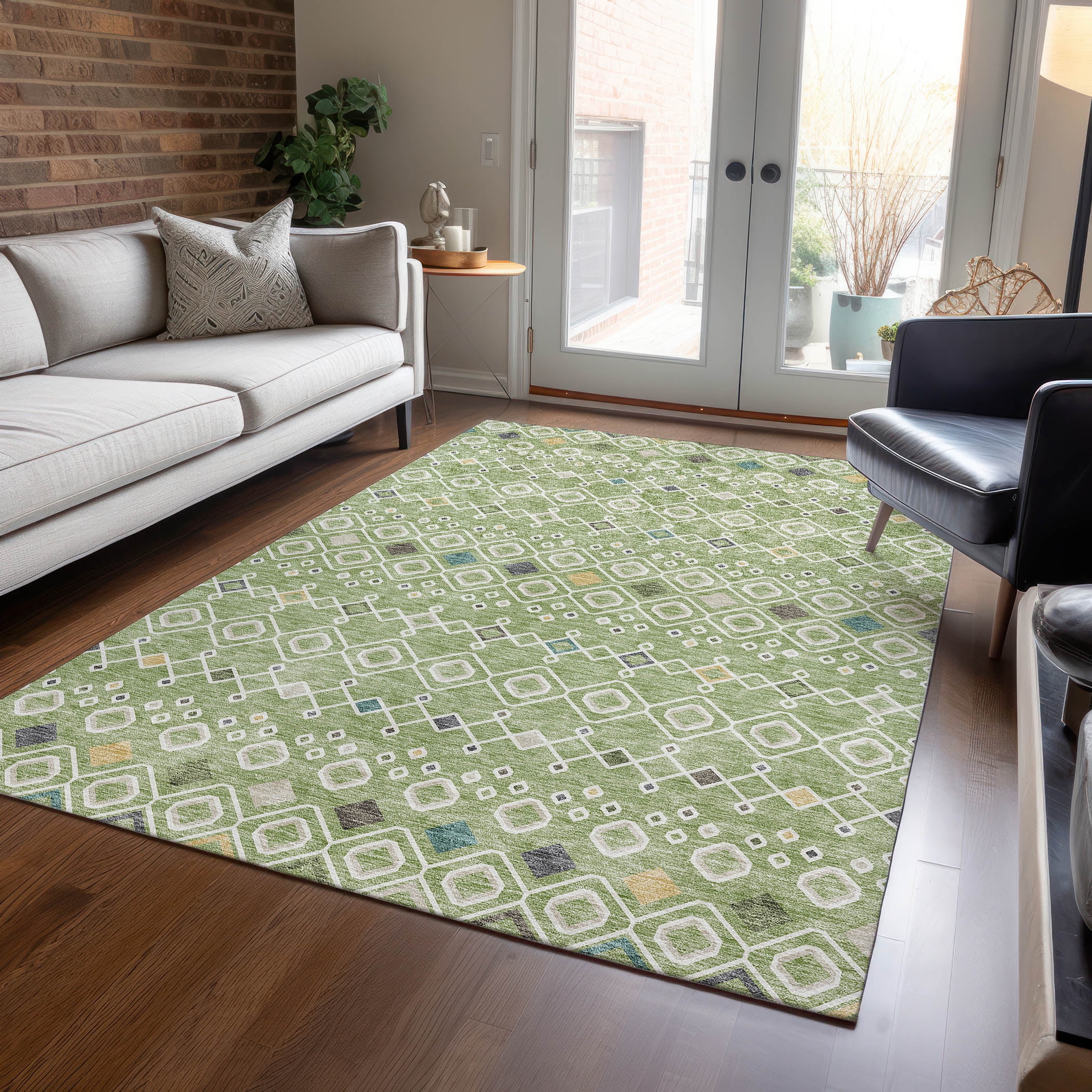 Aloe Green Synthetic Flat Woven Indoor/Outdoor Rug 2'6" x 3'10"