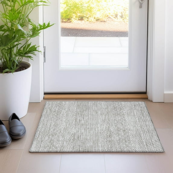 Addison Rugs Chantille Indoor/Outdoor Transitional Stripes Beige Washable Rectangle Rug, 1'8" x 2'6"