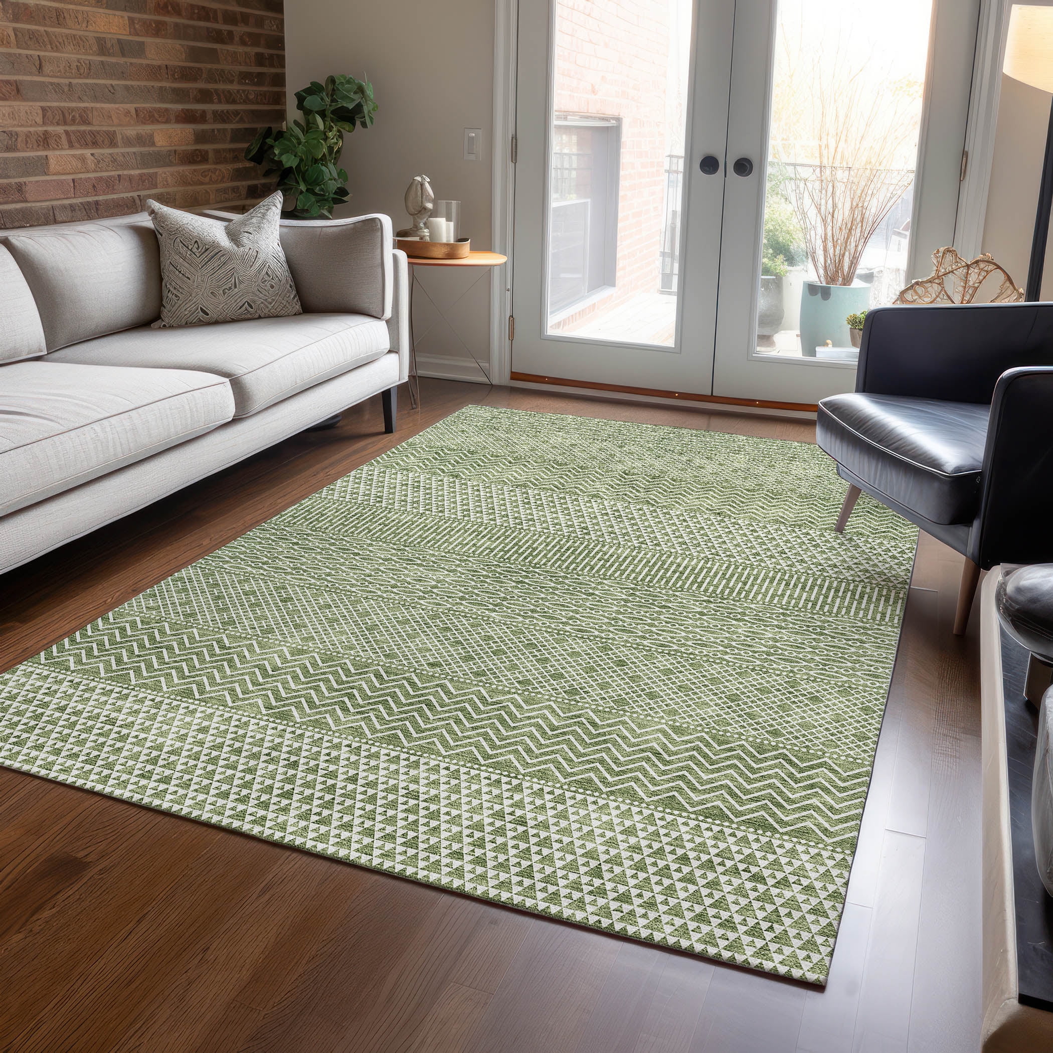 Addison Rugs Chantille Indoor/Outdoor Transitional Stripes Green ...