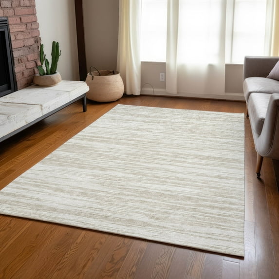 Addison Rugs Chantille Indoor/Outdoor Transitional Stripes Ivory Washable Rectangle Rug, 2'6" x 3'10"