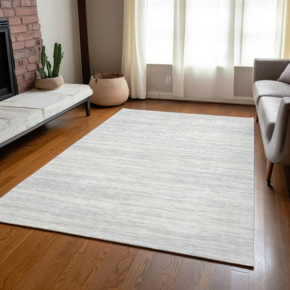 Addison Rugs Chantille Indoor/Outdoor Transitional Stripes Silver Washable Rectangle Rug, 3' x 5'