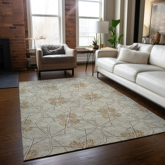 Addison Rugs Chantille Indoor/Outdoor Transitional Geometric Ivory Washable Rectangle Rug, 10' x 14'