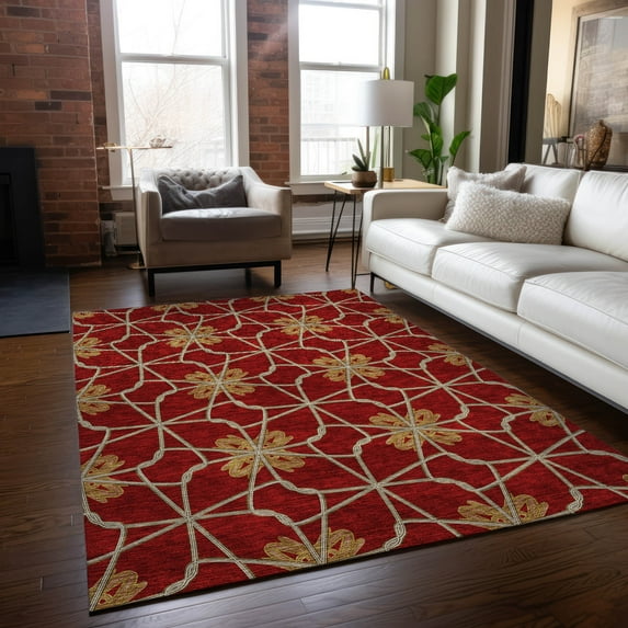 Addison Rugs Chantille Indoor/Outdoor Transitional Geometric Paprika Washable Rectangle Rug, 2'6" x 3'10"