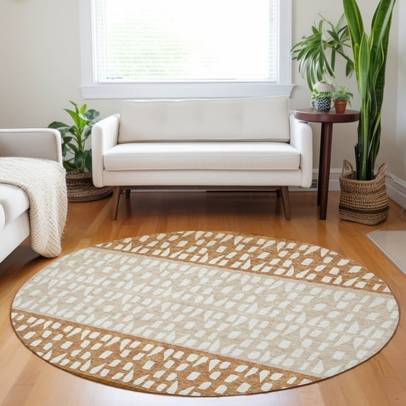 Addison Rugs Chantille Indoor/Outdoor Transitional Geometric Paprika Washable Round Rug, 8' x 8'
