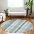 thumbnail image 1 of Addison Rugs Chantille Indoor/Outdoor Transitional Plaid Silver Washable Round Rug, 8' x 8', 1 of 6
