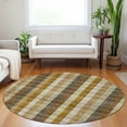 thumbnail image 1 of Addison Rugs Chantille Indoor/Outdoor Transitional Plaid Wheat Washable Round Rug, 8' x 8', 1 of 6