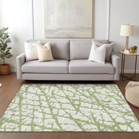 Addison Rugs Chantille Indoor/Outdoor Transitional Abstract Green Washable Rectangle Rug, 3' x 5'
