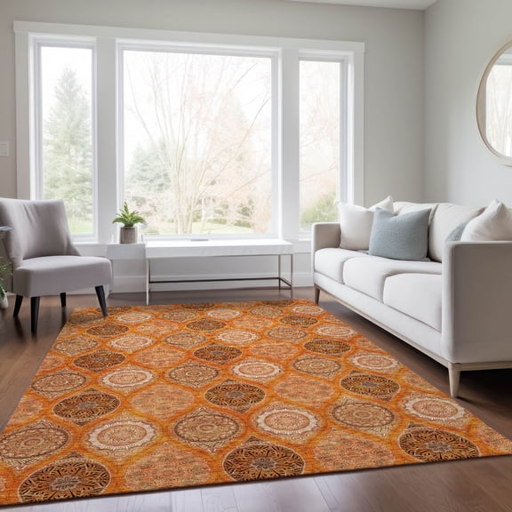 Addison Rugs Chantille Indoor/Outdoor Transitional Modern Orange Washable Rectangle Rug, 5' x 7'6"