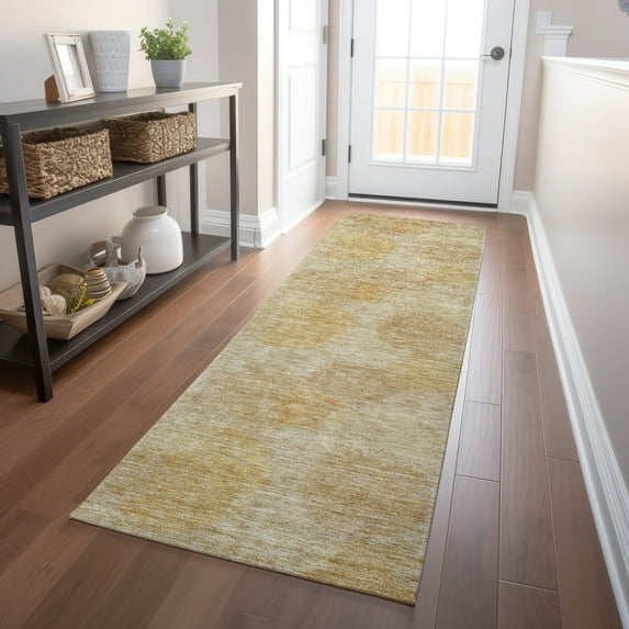 Addison Rugs Chantille Indoor/Outdoor Transitional Circles Gold Washable Runner Rug, 2'3" x 7'6"