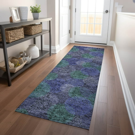 Addison Rugs Chantille Indoor/Outdoor Transitional Circles Purple Washable Runner Rug, 2'3" x 7'6"