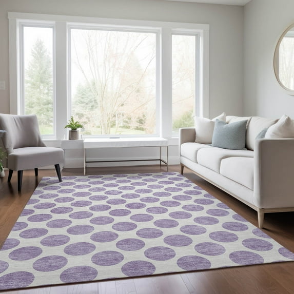 Addison Rugs Chantille Indoor/Outdoor Transitional Circles Lavender Washable Rectangle Rug, 3' x 5'