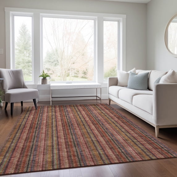 Addison Rugs Chantille Indoor/Outdoor Transitional Stripes Blush Washable Rectangle Rug, 3' x 5'
