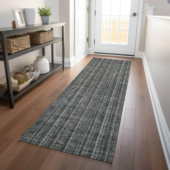 Addison Rugs Chantille Indoor/Outdoor Transitional Stripes Gray Washable Runner Rug, 2'3" x 7'6"