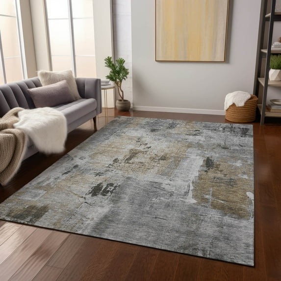 Addison Rugs Chantille Indoor/Outdoor Transitional Abstract Gray Washable Rectangle Rug, 10' x 14'