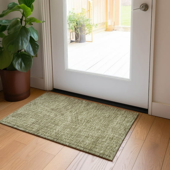 Addison Rugs Chantille Indoor/Outdoor Transitional Lines Green Washable Rectangle Rug, 1'8" x 2'6"