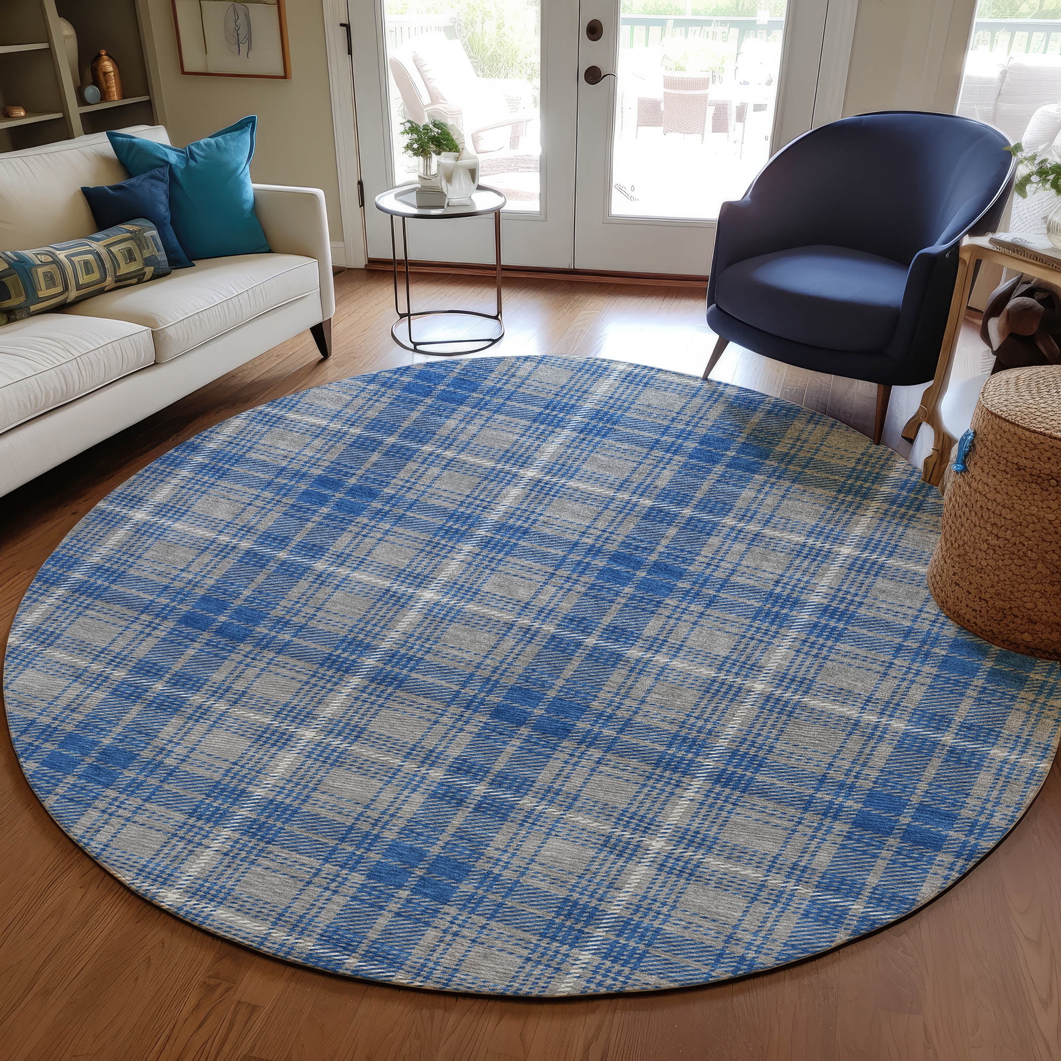 Addison Rugs Chantille Indoor/Outdoor Transitional Plaid Gray Washable ...