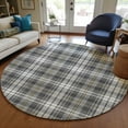 thumbnail image 1 of Addison Rugs Chantille Indoor/Outdoor Transitional Plaid Charcoal Washable Round Rug, 8' x 8', 1 of 6