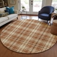 thumbnail image 1 of Addison Rugs Chantille Indoor/Outdoor Transitional Plaid Paprika Washable Round Rug, 8' x 8', 1 of 6