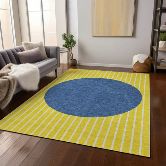 Addison Rugs Chantille Indoor/Outdoor Transitional Stripes Yellow Washable Rectangle Rug, 3' x 5'