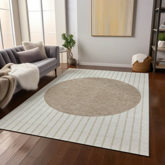 Addison Rugs Chantille Indoor/Outdoor Transitional Stripes Ivory Washable Rectangle Rug, 9' x 12'