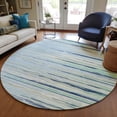 thumbnail image 1 of Addison Rugs Chantille Indoor/Outdoor Transitional Stripes Sky Washable Round Rug, 8' x 8', 1 of 6