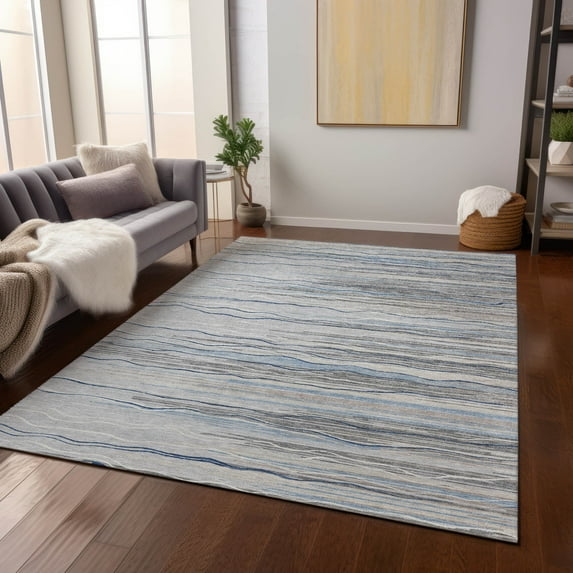 Addison Rugs Chantille Indoor/Outdoor Transitional Stripes Gray Washable Rectangle Rug, 3' x 5'
