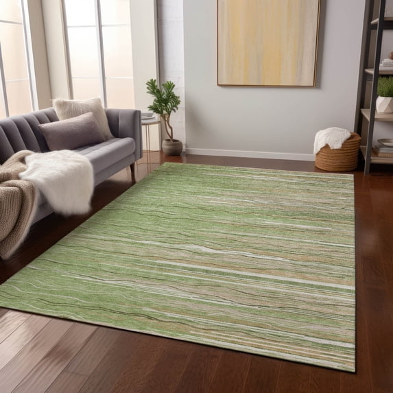 Addison Rugs Chantille Indoor/Outdoor Transitional Stripes Green Washable Rectangle Rug, 3' x 5'