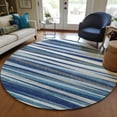thumbnail image 1 of Addison Rugs Chantille Indoor/Outdoor Transitional Stripes Navy Washable Round Rug, 8' x 8', 1 of 6