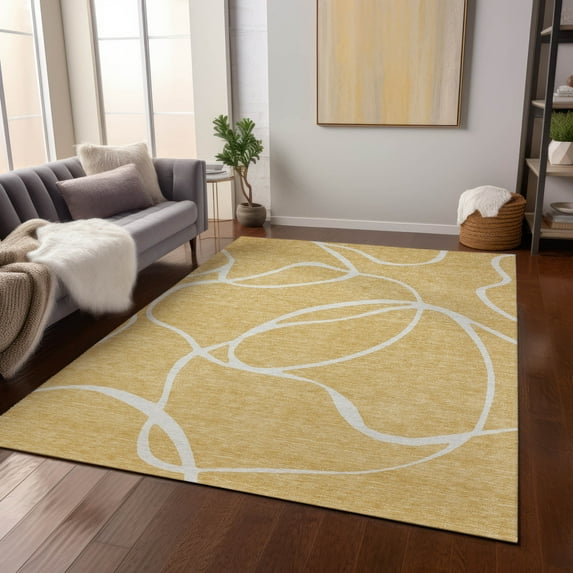 Addison Rugs Chantille Indoor/Outdoor Transitional Geometric, Abstract Gold Washable Rectangle Rug, 2'6" x 3'10"