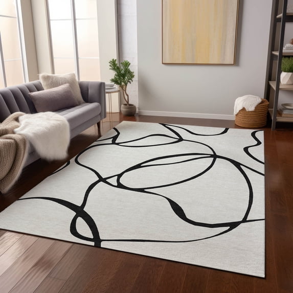 Addison Rugs Chantille Indoor/Outdoor Transitional Geometric, Abstract White Washable Rectangle Rug, 10' x 14'