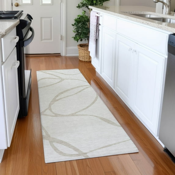 Addison Rugs Chantille Indoor/Outdoor Transitional Geometric, Abstract Ivory Washable Runner Rug, 2'3" x 7'6"