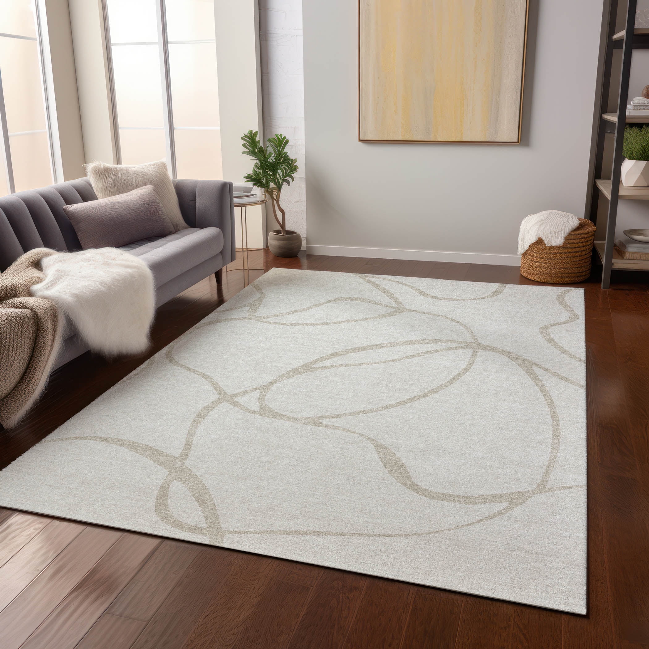 Ivory Flat Woven Synthetic 8' x 10' Area Rug