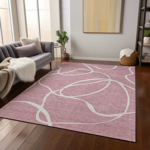 Addison Rugs Chantille Indoor/Outdoor Transitional Geometric, Abstract Pink Washable Rectangle Rug, 3' x 5'