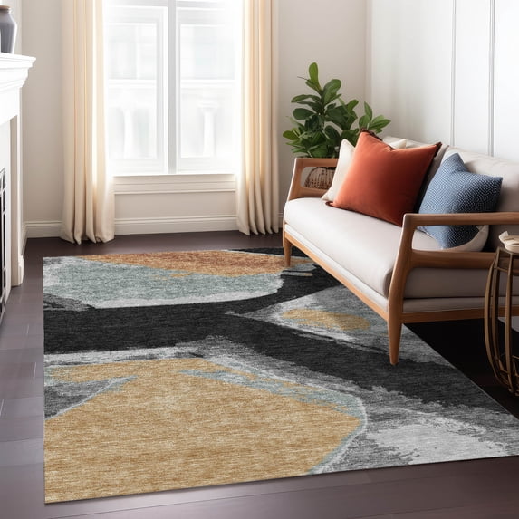 Addison Rugs Chantille Indoor/Outdoor Contemporary Abstract Black Machine Washable Rectangle Rug, 10' x 14'