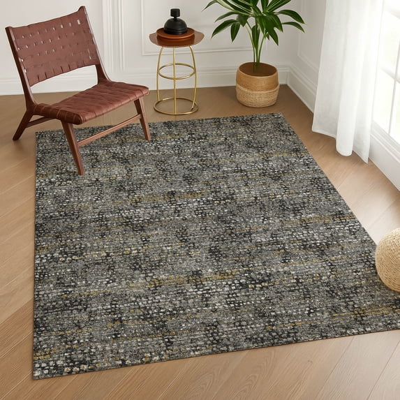 Addison Rugs Chantille Indoor/Outdoor Contemporary Abstract Black Machine Washable Rectangle Rug, 9' x 12'