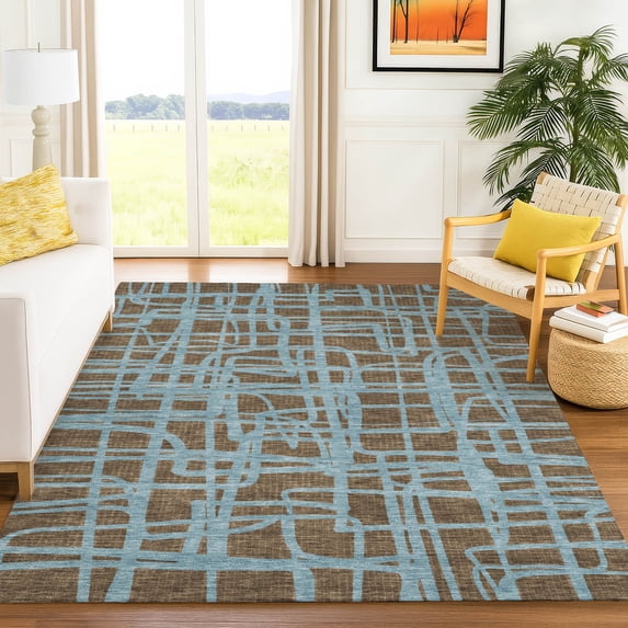 Addison Rugs Chantille Indoor/Outdoor Contemporary Abstract Chocolate Machine Washable Rectangle Rug, 10' x 14'