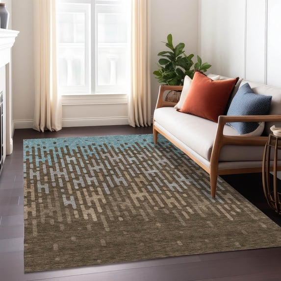 Addison Rugs Chantille Indoor/Outdoor Contemporary Abstract Chocolate Machine Washable Rectangle Rug, 9' x 12'