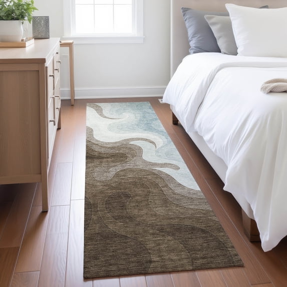 Addison Rugs Chantille Indoor/Outdoor Contemporary Abstract Chocolate Machine Washable Runner Rug, 2'3" x 7'6"