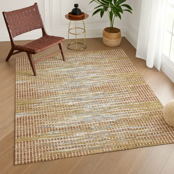 Addison Rugs Chantille Indoor/Outdoor Contemporary Abstract Copper Machine Washable Rectangle Rug, 3' x 5'