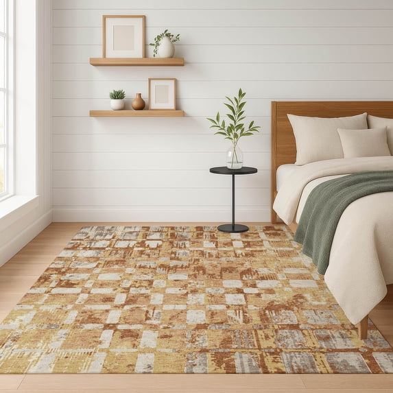 Addison Rugs Chantille Indoor/Outdoor Contemporary Abstract Copper Machine Washable Rectangle Rug, 3' x 5'