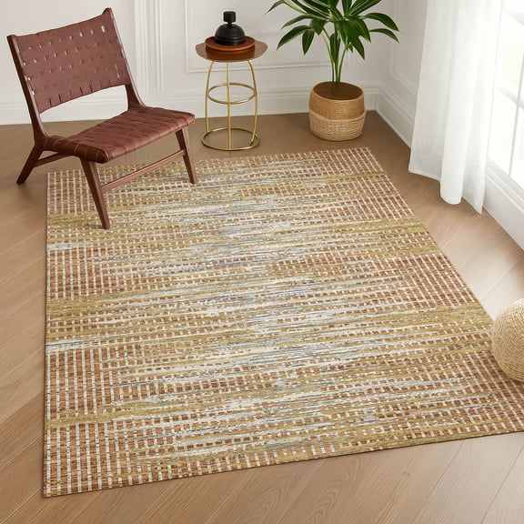 Addison Rugs Chantille Indoor/Outdoor Contemporary Abstract Copper Machine Washable Rectangle Rug, 8' x 10'