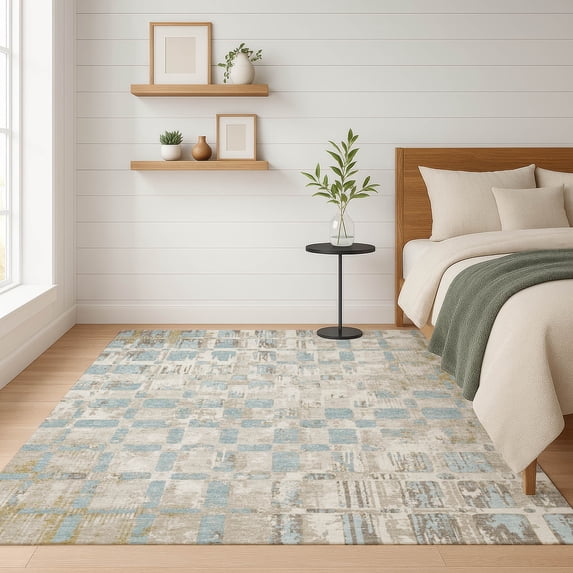 Addison Rugs Chantille Indoor/Outdoor Contemporary Abstract Ivory Machine Washable Rectangle Rug, 10' x 14'